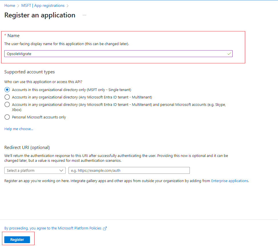 Entra App Registration - Name App