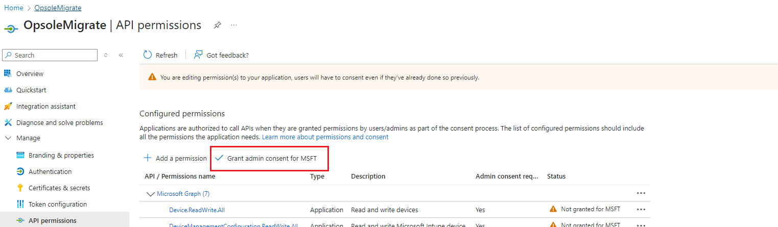 Grant Admin Consent