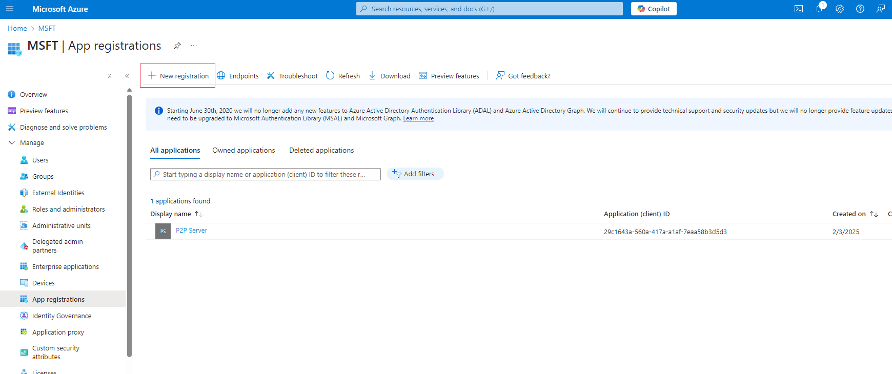 Entra App Registration – New Registration