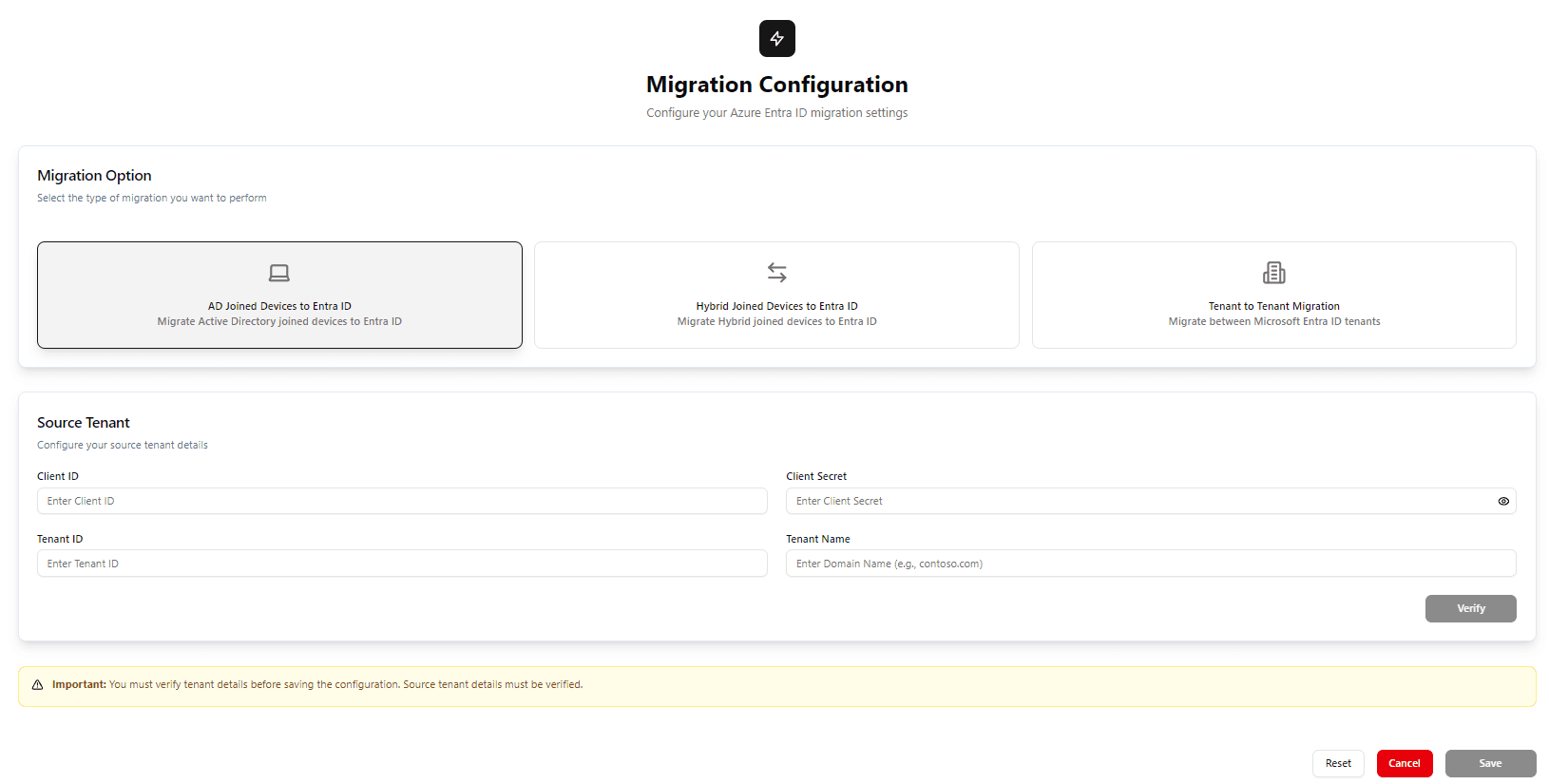 Opsole Migrate Portal – Tenant Configuration
