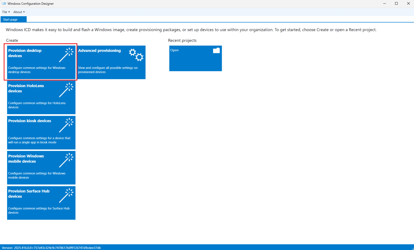 Launch Windows Configuration Designer