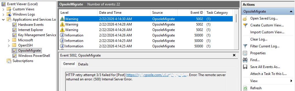 Launch Opsole Migrate