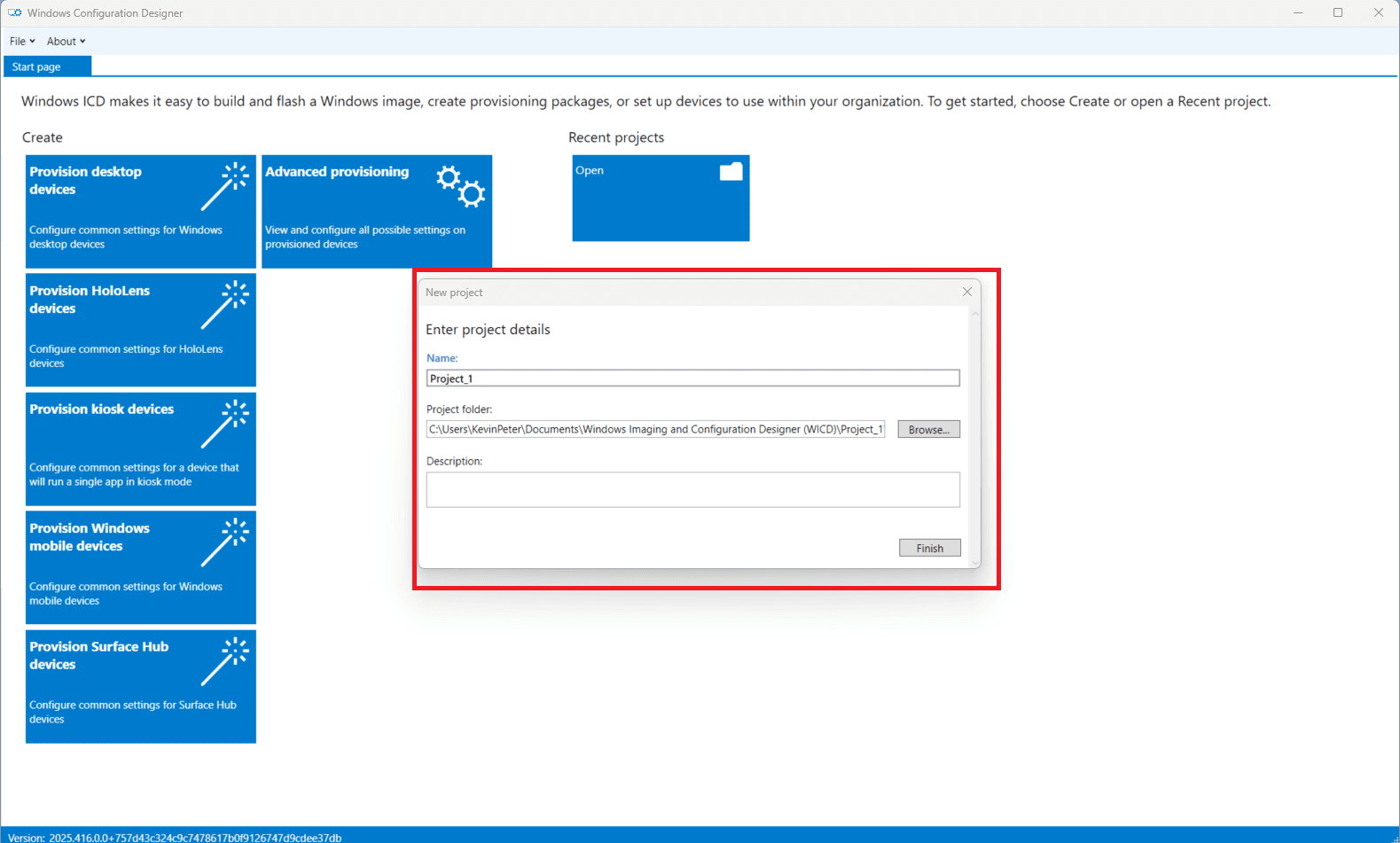 Create New WCD Project